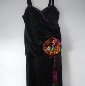 BLACK SATEEN BEADED FORMAL